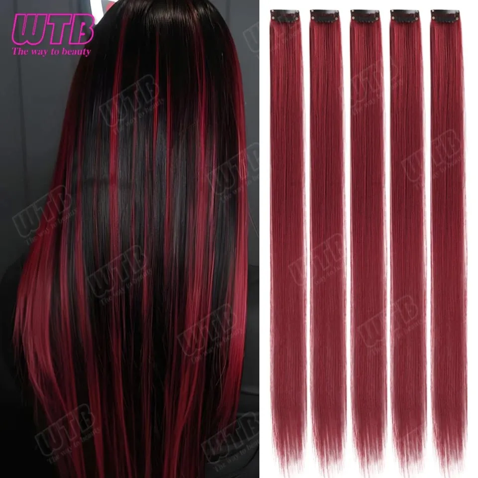 5Pcs Synthetic Wig BB Clip Style Color Straight Hair Extension Wig Suitable for Women and Girls to Wear at Holidays and Parties — image 14