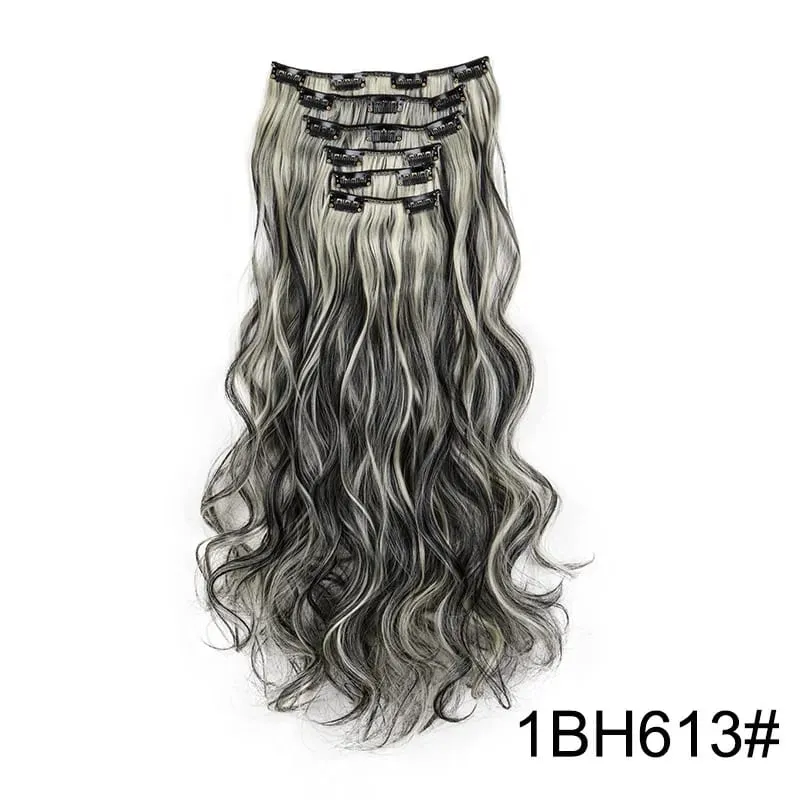 22Inch Synthetic 6pcs/set Long Curly Hair Extension Thick Soft Hairpiece for Short Hairline Coverage for Women Daily Use — image 8