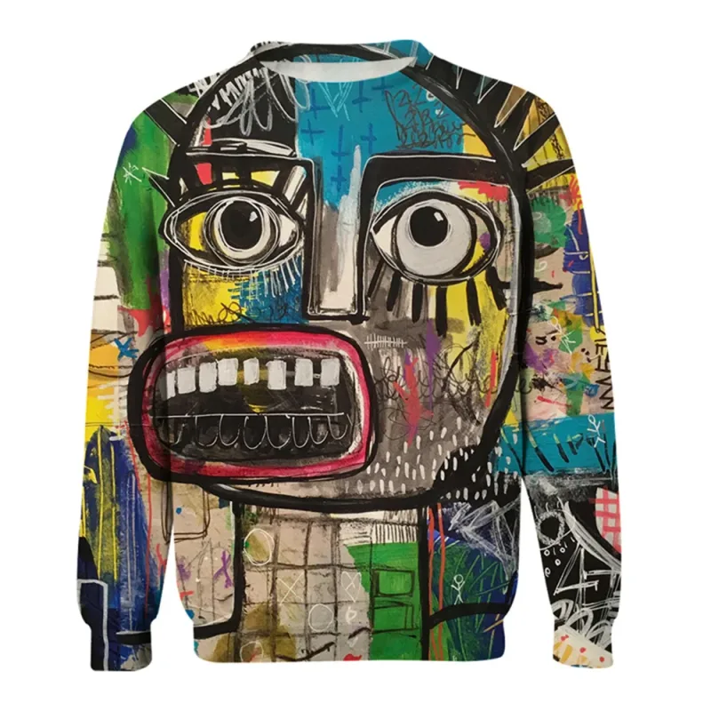 Mga Graphic na Sweatshirt ng Kalalakihan Para sa Mga Lalaki Graffiti Pullover Long Sleeve Sweatshirt Crew Neck Fashion Pang-araw-araw na Kaswal na Bakasyon sa Bakasyon Bago — image 8