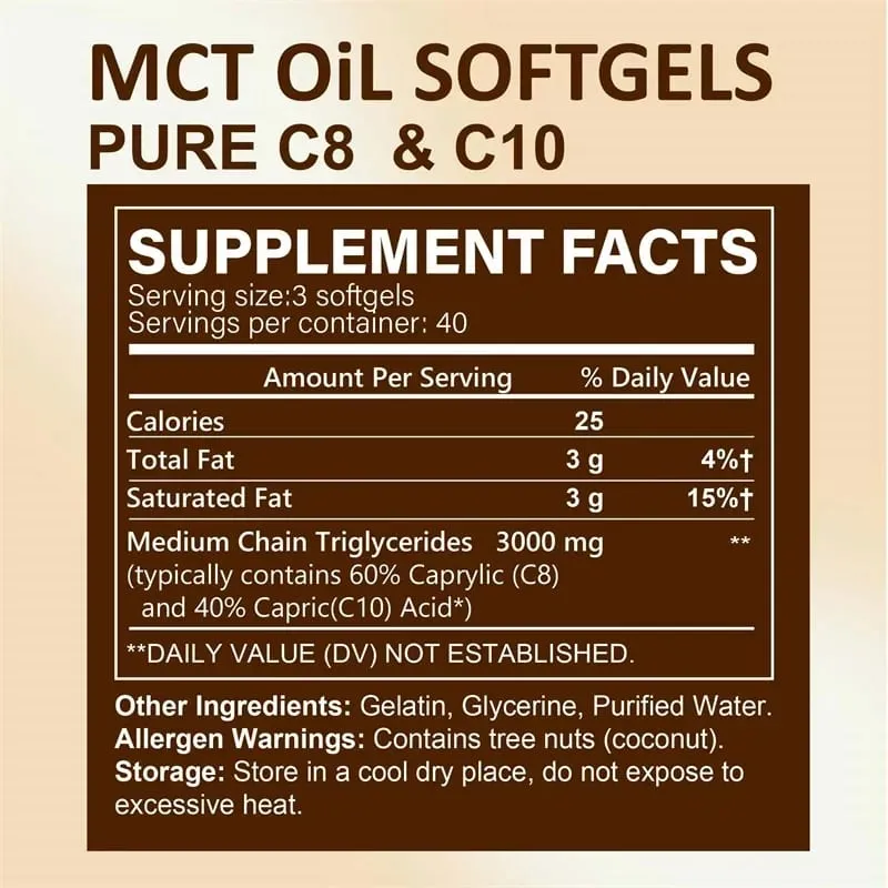 MCT Oil Softgels - Supports Energy Focus and Mental Clarity Weight Management Improves Digestion Brain Supplement — image 2