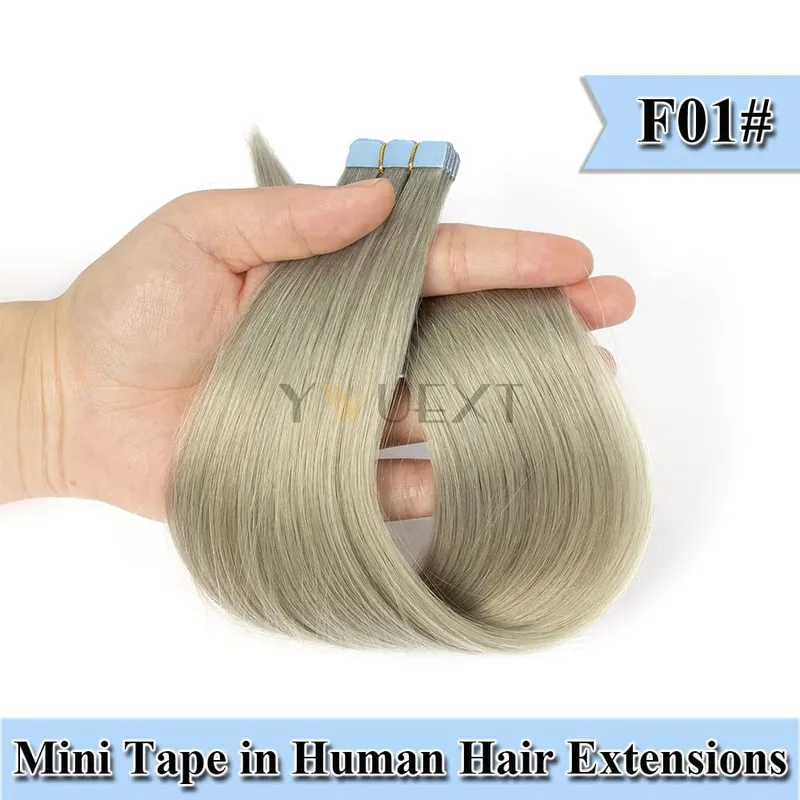 12-20 Inches Mini Tape in Human Hair in Fancy Colors Natural Straight Seamless Tape Hair Extensions for Outlet Hairstyles