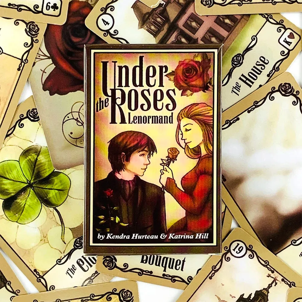 Under The Roses Lenormand Cards 39 Cards Vintage Love Story Divination Deck Romantic Relationship Cards Game for Soul Reading