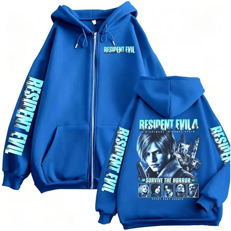 Resident Evil Requiem Zip Up Hoodies Leon Kennedy Horror Game Zipper Hoodie Panlalaking Babae Harajuku Classic Jacket Sweatshirt Coats — image 7