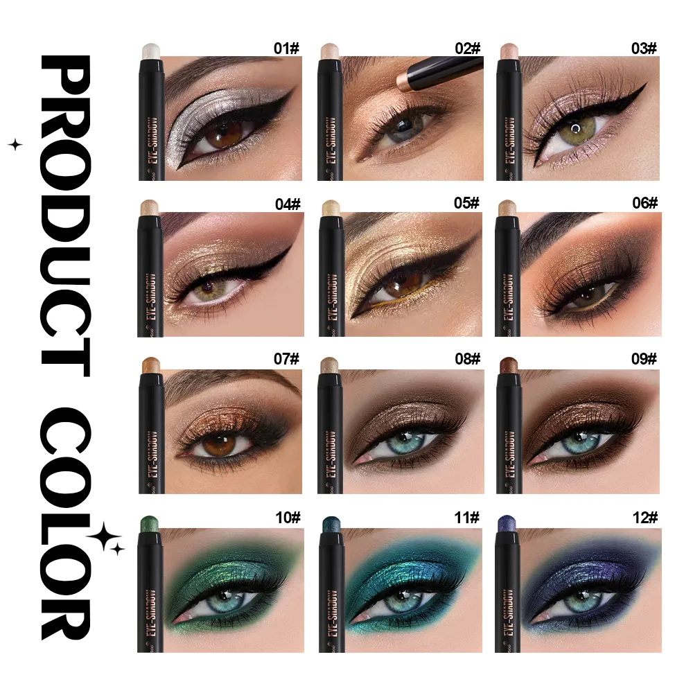Double Head Pearlescent Eyeshadow Pencil Waterproof Glitter Metallic Blue Green Eye Shadow Makeup Pigment White Eyes Highlighter — image 5
