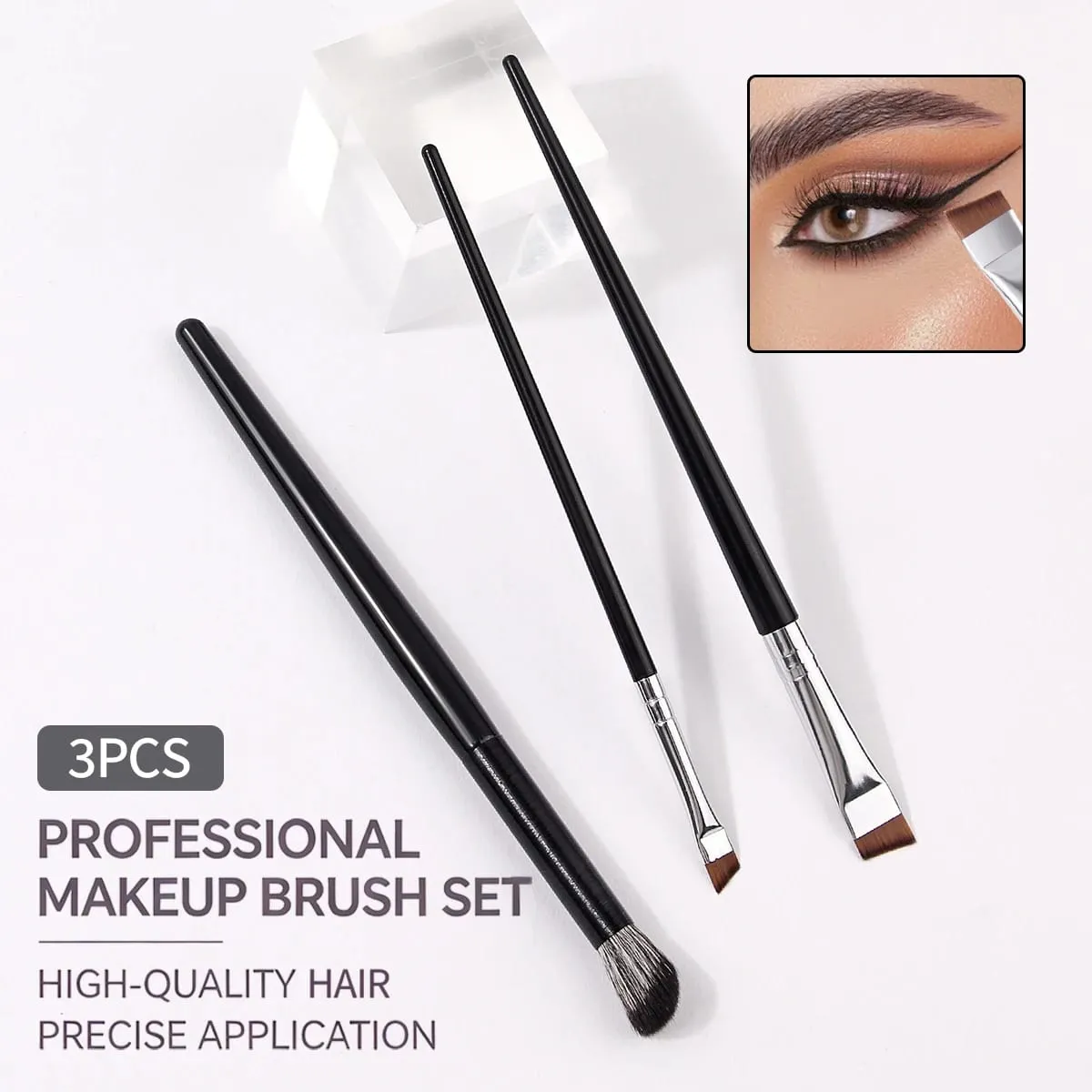 3Pcs Professional Eyebrow Concealer Makeup Brushes Set Soft Synthetic Hair Angled Eye Shadow Blending Brush for Eye Makeup Tools — image 3