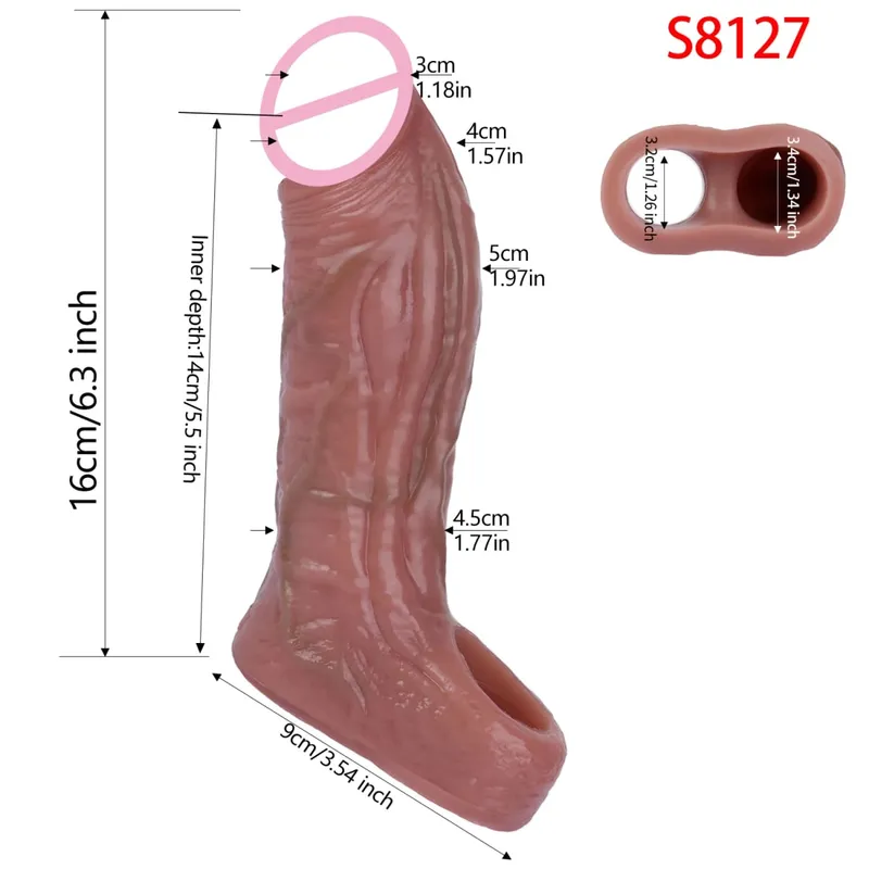 Close Head Realistic Penis Sleeve Szexjátékok férfiaknak Késleltetett magömlés Púshosszabbító Pároknak Sex Pleasure Sexshop — image 10