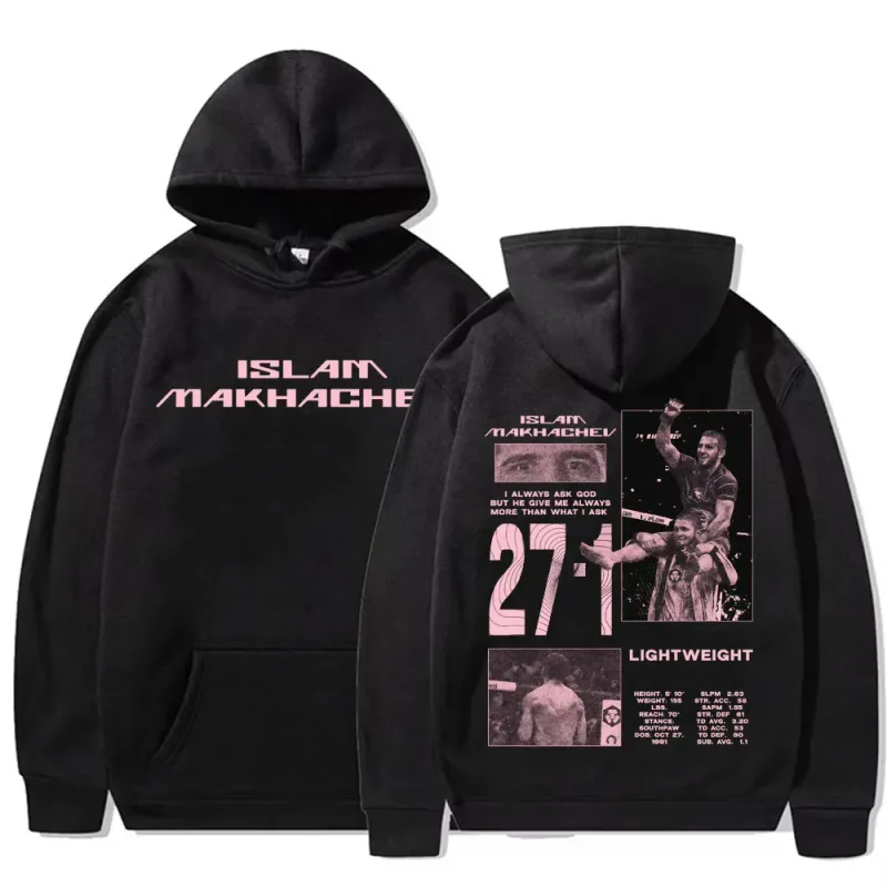 Limited Islam Makhachev Vintage Graphic Hoodies Men's Harajuku Fashion Classic Sweatshirts Casual Fleece Long Sleeve Pullovers — image 1