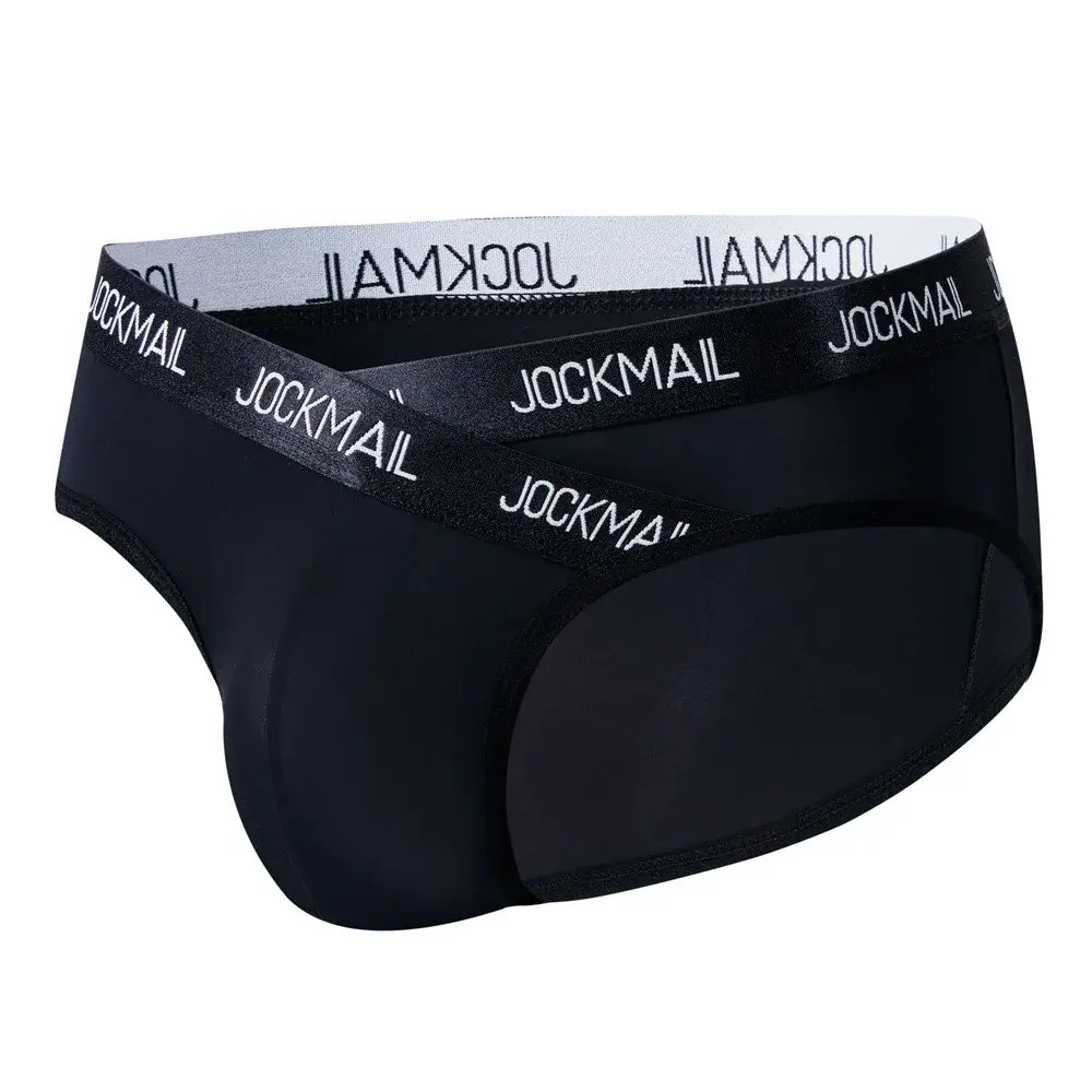 Jockmail Intimo da uomo Vita bassa Lettera sexy Sport traspirante Estate Slip in seta di ghiaccio Borsa grande in nylon Tinta unita Mutandine da uomo — image 26