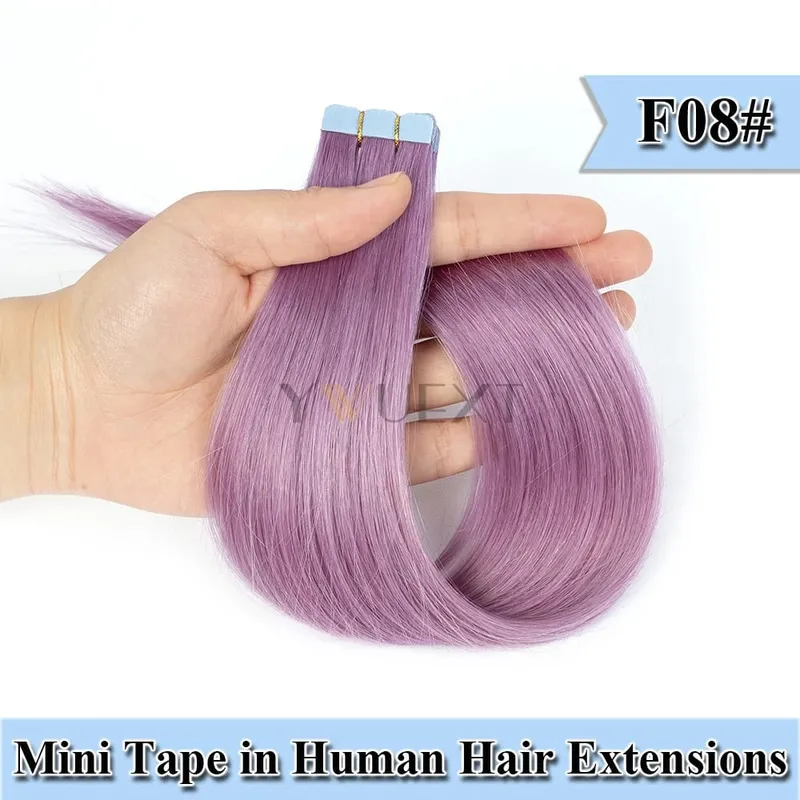12-20 Inches Mini Tape in Human Hair in Fancy Colors Natural Straight Seamless Tape Hair Extensions for Outlet Hairstyles — image 14