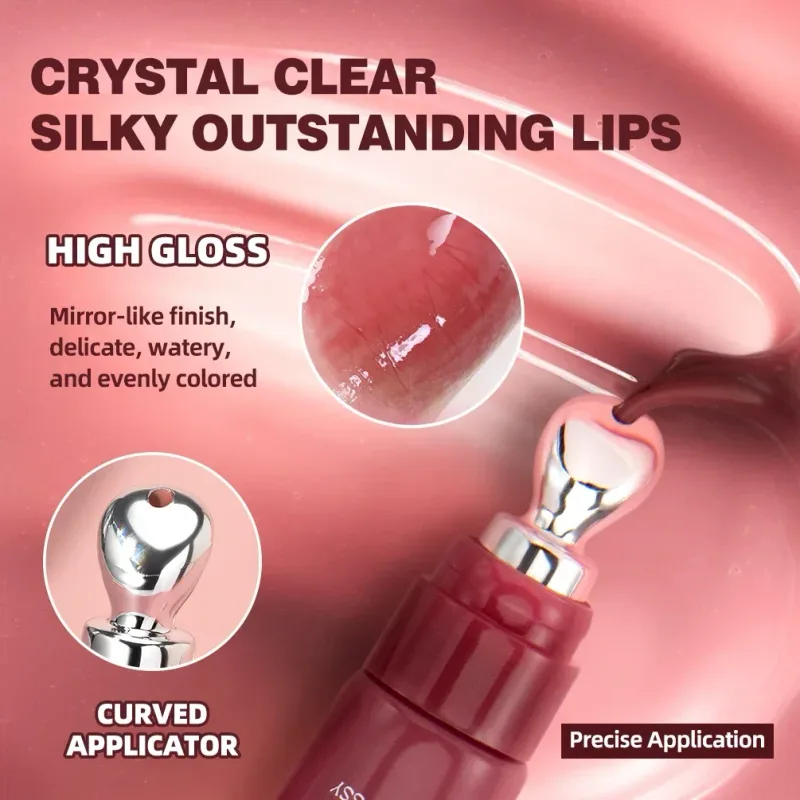 4 na Kulay Mirror Pearl Fine Shimmering Hydrating Pipe Lip Gloss Moisturizing Crystal Gloss Lip Glaze Layering Lip Makeup