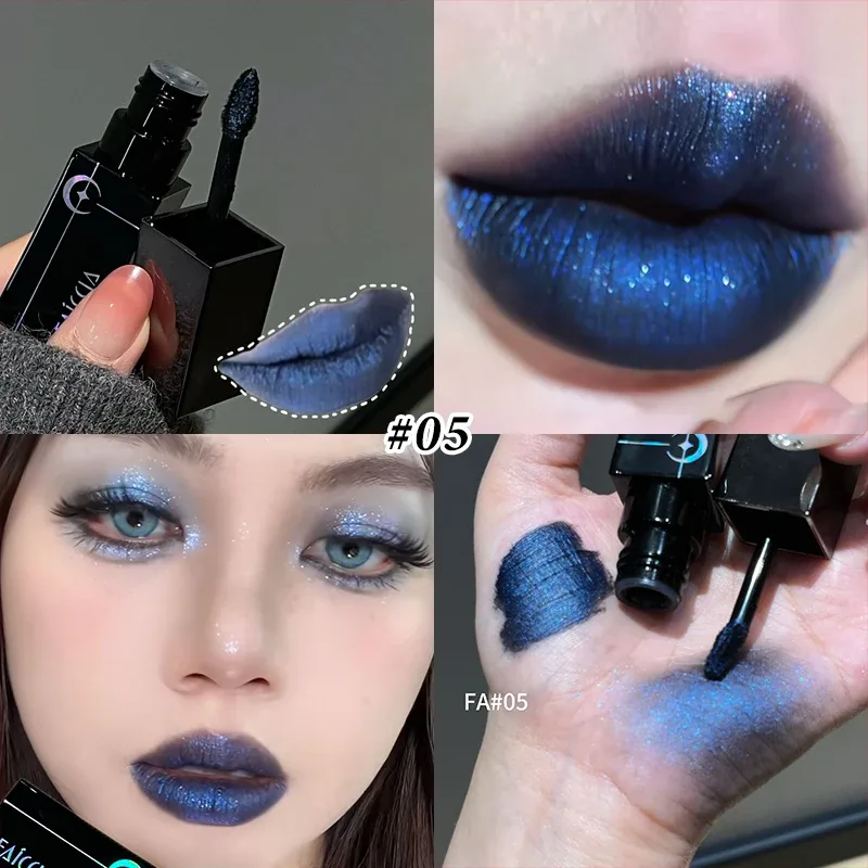 8 Warna Berkilauan Berair Lip Gloss Diamond Pearlescent Metallic Gincu Tahan Lama Melembapkan Tidak Melekit Mekap Parti Halloween