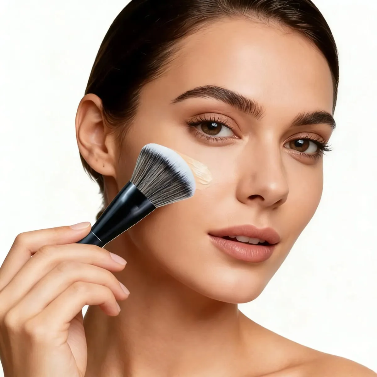 5-piece facial makeup brush set: foundation brush powder brush blush brush concealer brush contour brush blending brush. High-end makeup brushes with oil-coated handles for a comfortable feel. Professional-grade makeup tools with dense soft — image 3