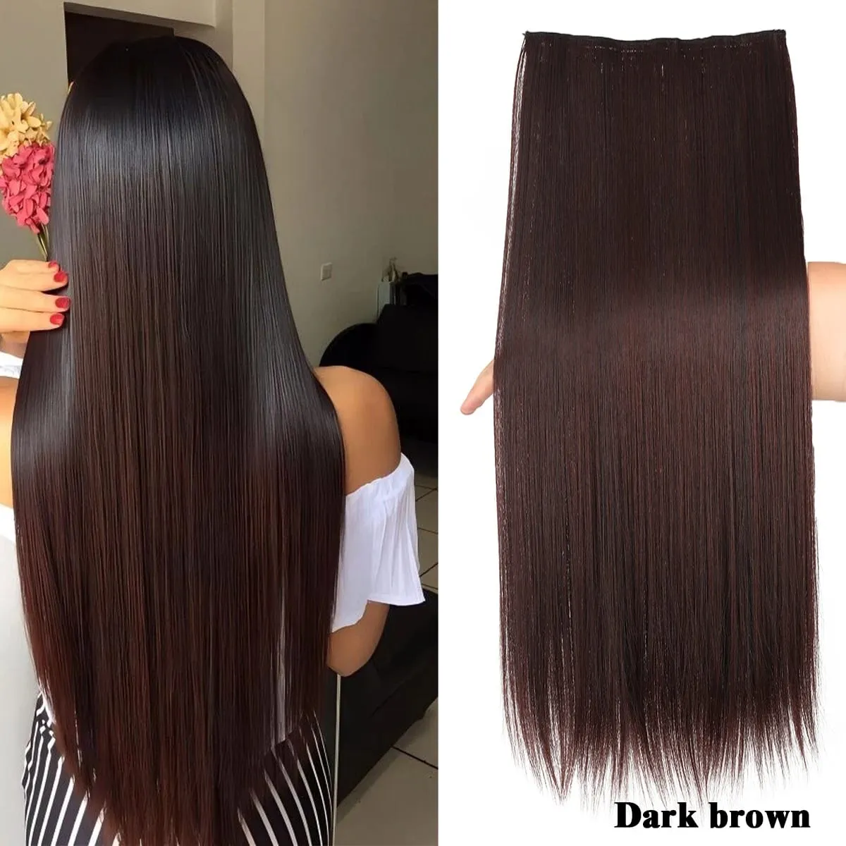 Synthetic 20“24” 28 5 clip hair extension piece wig women extend heat-resistant wig long straight hair — image 9