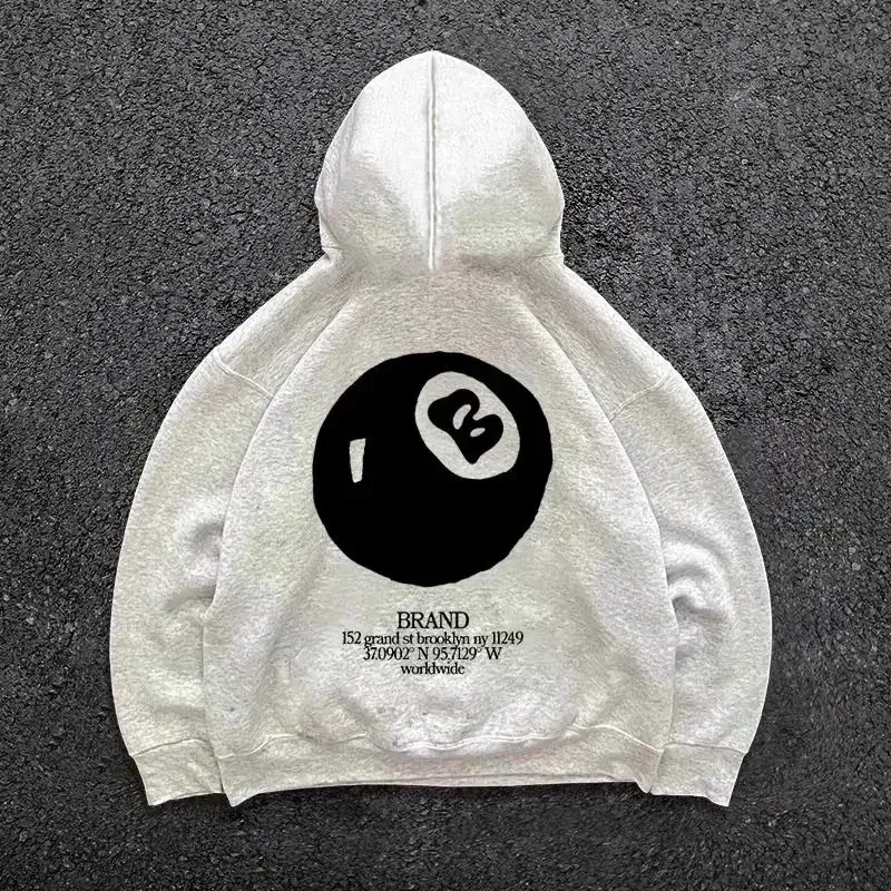 Bagong billiard print na kalye sa taglagas at taglamig na warm hooded sportswear soft casual top mataas na kalidad na kumportableng damit