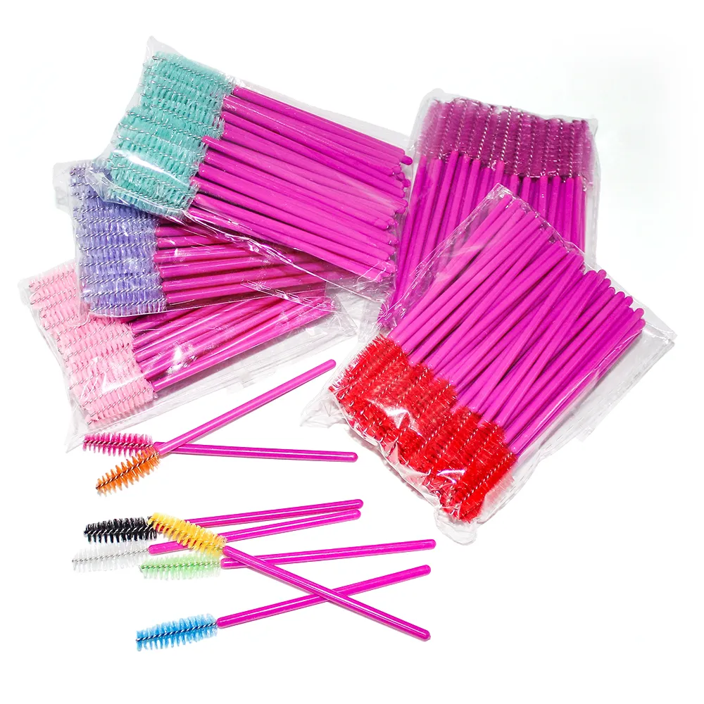 50pcs Disposable Eyelash Brushes Extension Rose Red Eyebrow Brush Mascara Wand Eye Lashes Cosmetic Tool Set Makeup Beauty — image 3