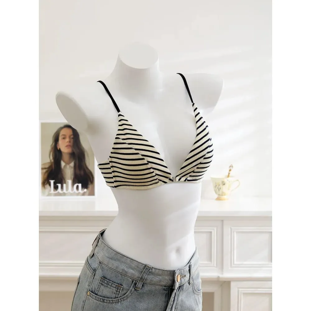 Women Front Closure Bra Set Summer Thin Light Cotton French Triangle Cup Backless Beauty Back Lingerie Suit For Small Chest S-XL — image 4