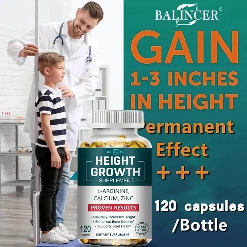 Suplemento para ganho de altura - Suplemento de cálcio L-Arginina Vitamina D3 Zinco - Promove o crescimento ósseo - Ajuda no crescimento natural da altura — image 2