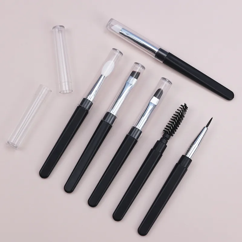 ★▲1PC Portable Eyeshadow Makeup Brushes Travel Size Makeup Brushes Eyebrow Silicone Glit Essential Cosmetic Tools With Lid — image 1