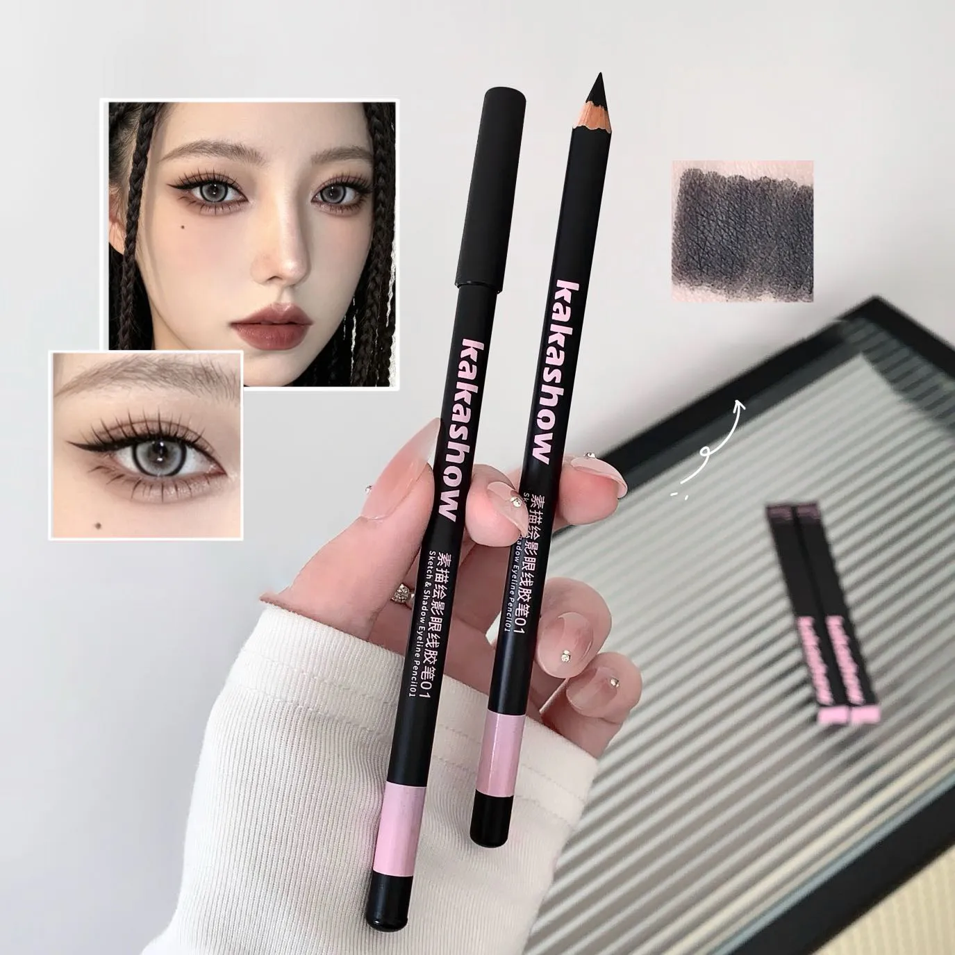 Wooden Matte Eyeliner Pencil Black Pink Brown Eye Liner Pen Long-lasting Waterproof Smudge-Proof Smooth Matte Eye Liner Makeup — image 6