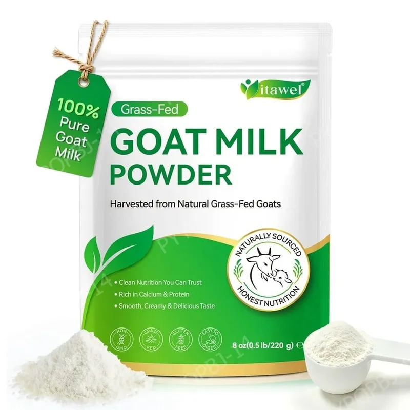 Itawel Goat Milk Nutrition Powder Supplement Grass-Fed Calcium & Protein Support Gluten-Free Easy to Mix 220g 32 Servings