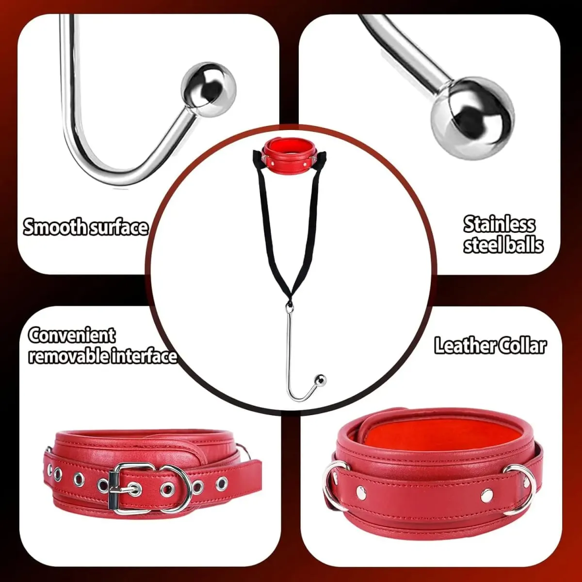 SM Couple Anal Hook Sex Bondage Restraint Set BDSM Leather Chain Stainless Steel Adult Sex Toys For Men Adjustable Harness — image 4