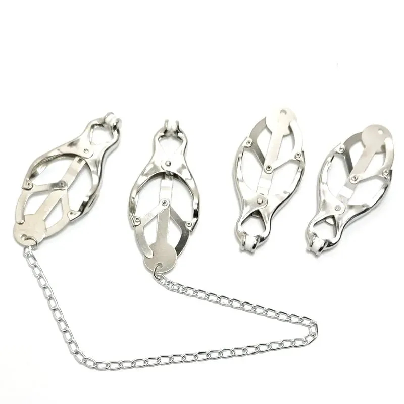 Metal Nipple Clamps with Chain Breast Stimulator Fetishism Erotic Sex Toy For Couple Men and Women — image 1