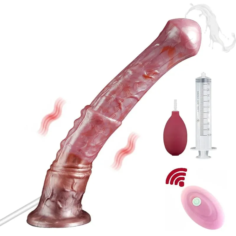 Ejakulerande Häst Dildo 10 lägen Vibrator Kvinnlig Clit Stimulator Silikon Djur Penis Med Sucker Sexleksak För Kvinnor Män