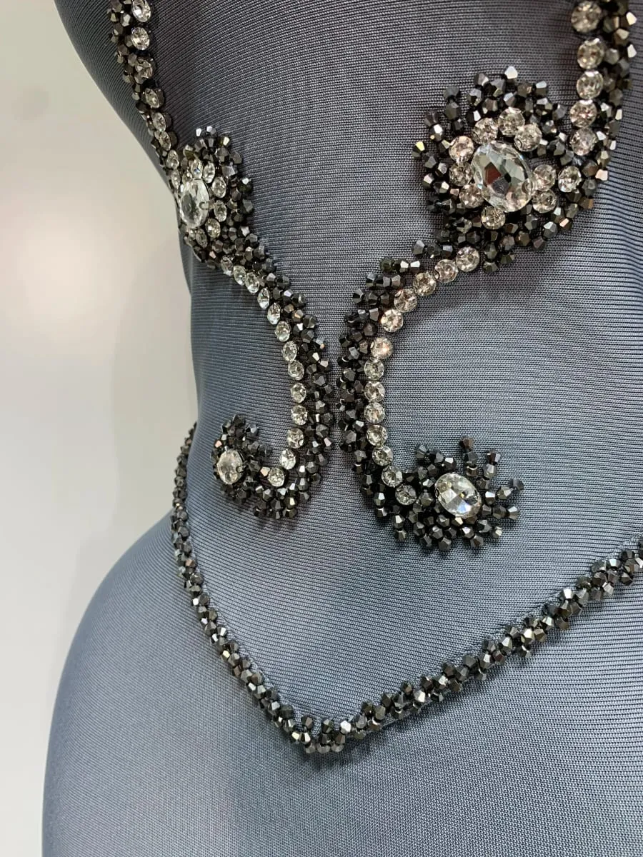 Alta qualidade sem alças miçangas com colar vestido bandagem celebridade elegante festa à noite fantasia clube vestidos de aniversário — image 6