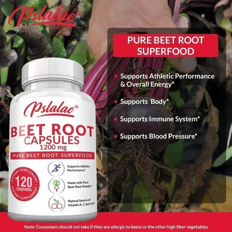 Beetroot Capsules - Helps Relieve Fatigue Promotes Heart and Cardiovascular Health Improves Human Immunity Non-GMO