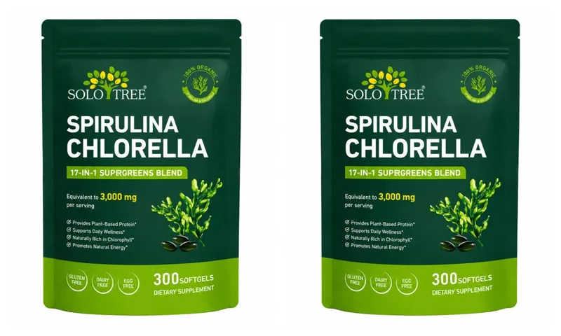 Solo Tree Spirulina Chlorella Softgels with Organic Microalgae Vitamin B6 B12 Digestive Balance & Immune Support 300 Softgels — image 8