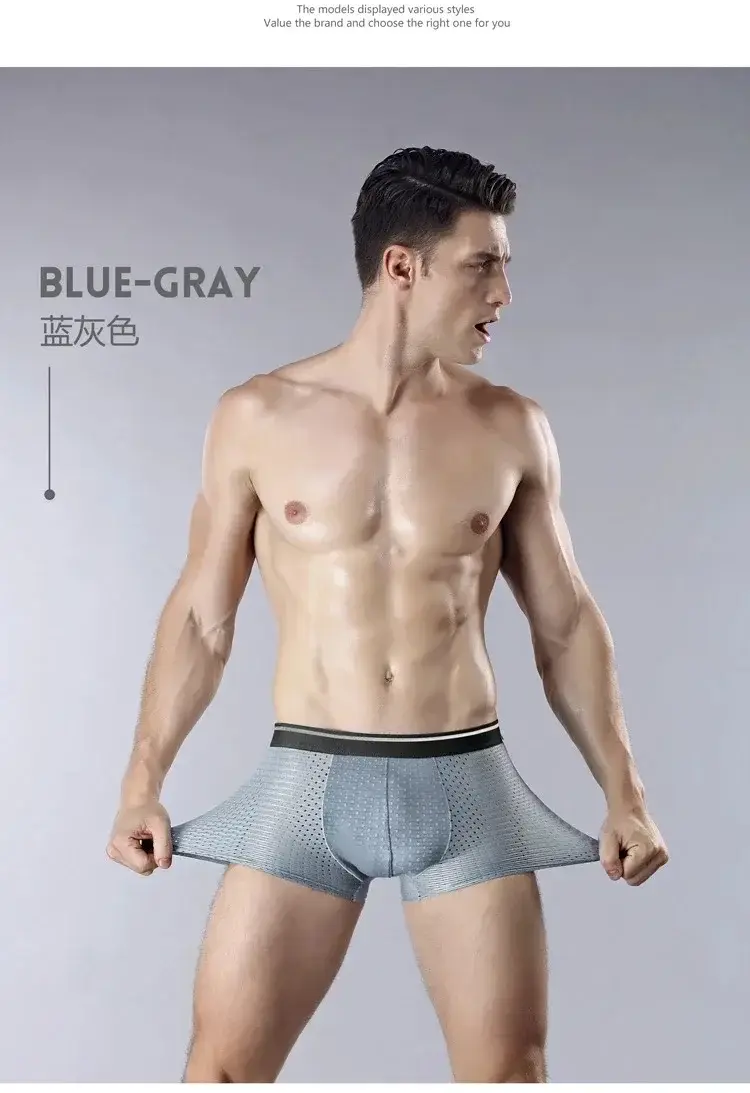 4PcsMen's Underwear Men Boxer Shorts Ice Silk Mesh Boxer Shorts Summer Sexy Breathable Antibacterial Underpants Plus Size XL-6XL — image 11