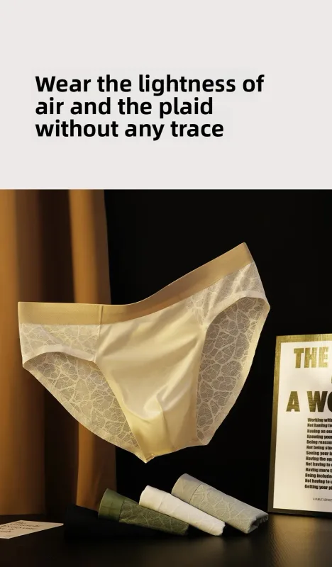 Sem costura jacquard homens triângulo roupa interior de seda gelo fina respirável calcinha de secagem rápida cuecas masculinas sexy u bulge bolsa — image 13