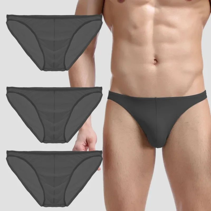 3PCS Summer narrow edge men sports breathable ice silk underpants thin sexy low waist tight seamless small triangle na pantalon — image 20