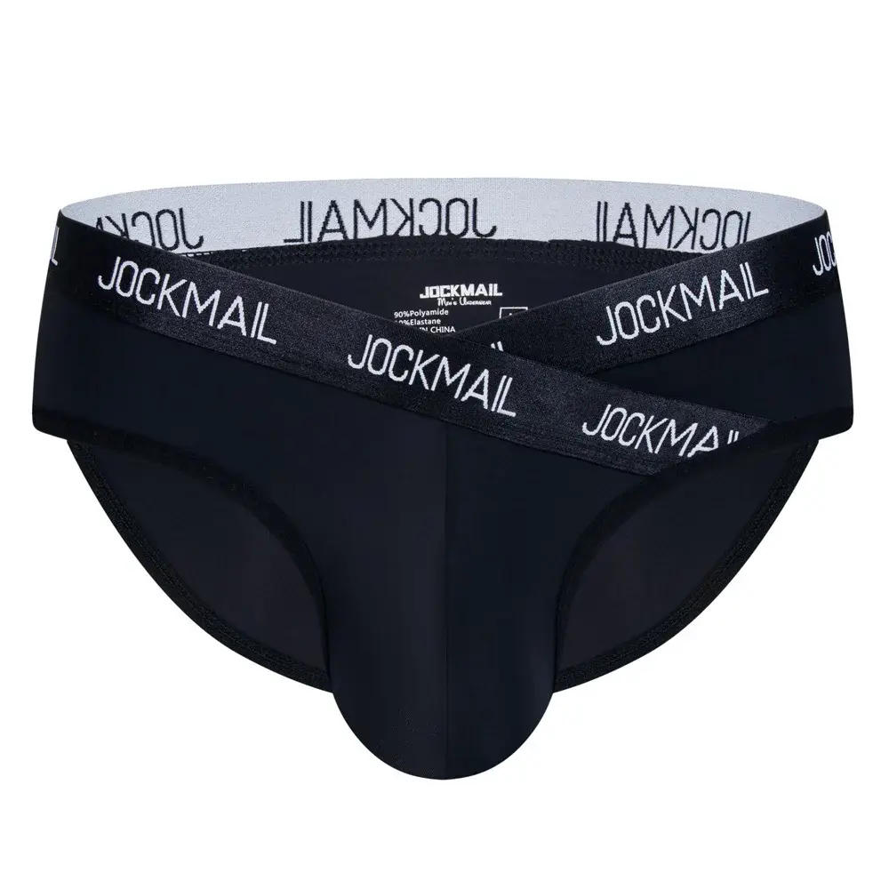 Jockmail Intimo da uomo Vita bassa Lettera sexy Sport traspirante Estate Slip in seta di ghiaccio Borsa grande in nylon Tinta unita Mutandine da uomo — image 23