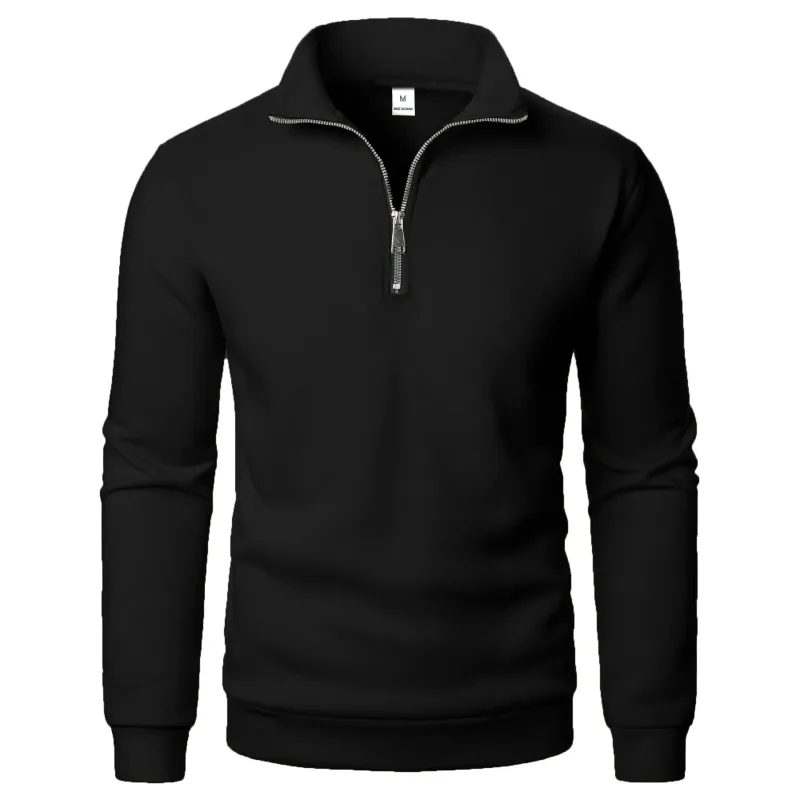 Spring Autumn new Casual Half Zipper stand collar sweatshirt Trend Simple slim men Pullover long sleeve tops Men's sweatshirt — image 6