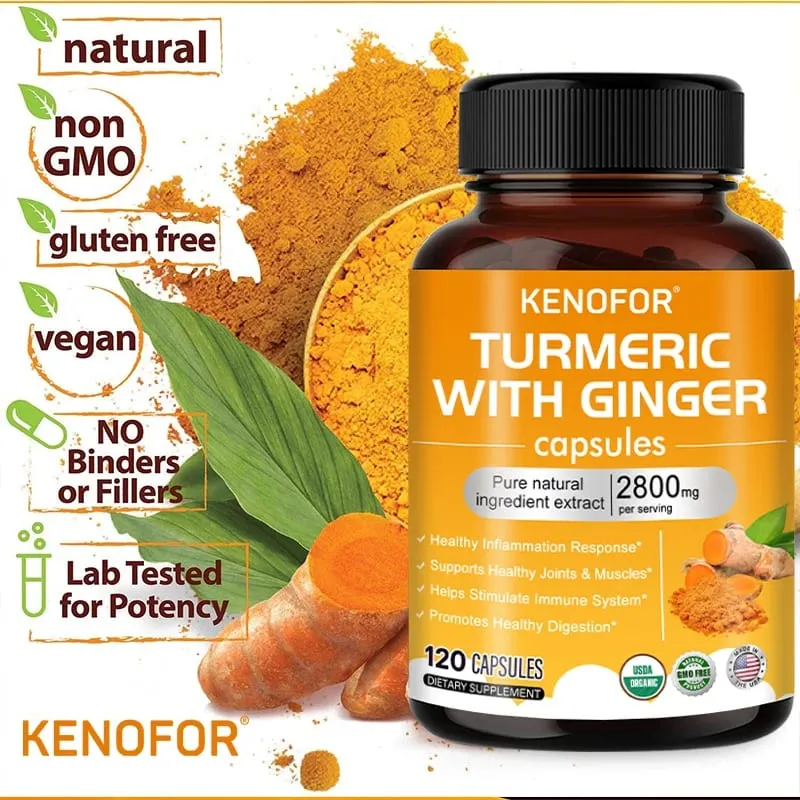 Turmeric Curcumin Capsules 1600mg with Ginger & MSM Antioxidant Support Joint Comfort Heart Cognitive & Digestive Wellness — image 2