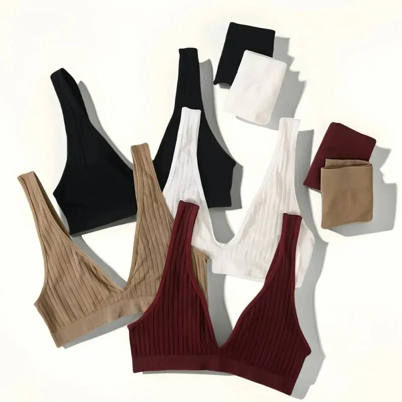 Conjunto de sutiã e calcinha sem costura push up sutiãs feminino lingerie sexy feminino cintura alta g-string com decote em v sutiã conjunto — image 4