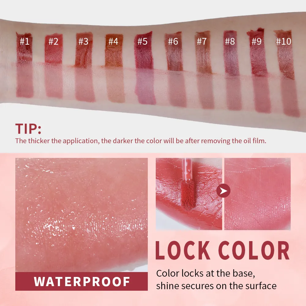 Juteux lueur teinte pour les lèvres miroir brillant à lèvres hydratant en profondeur longue durée rosée hydratant Non collant haute brillance teinté maquillage pour les lèvres