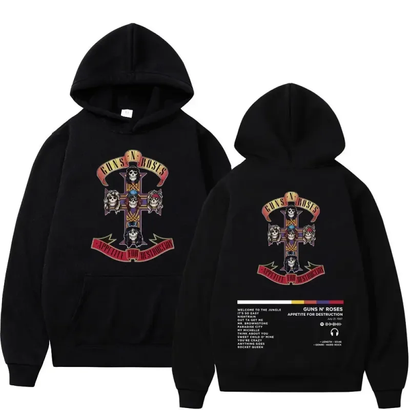 2026 Men's and Women's Guns N Roses Printed Hooded Sweatshirts Guns N Roses Unisex Clothing Printed Rock Hip-hop Gothic Fashion — image 1