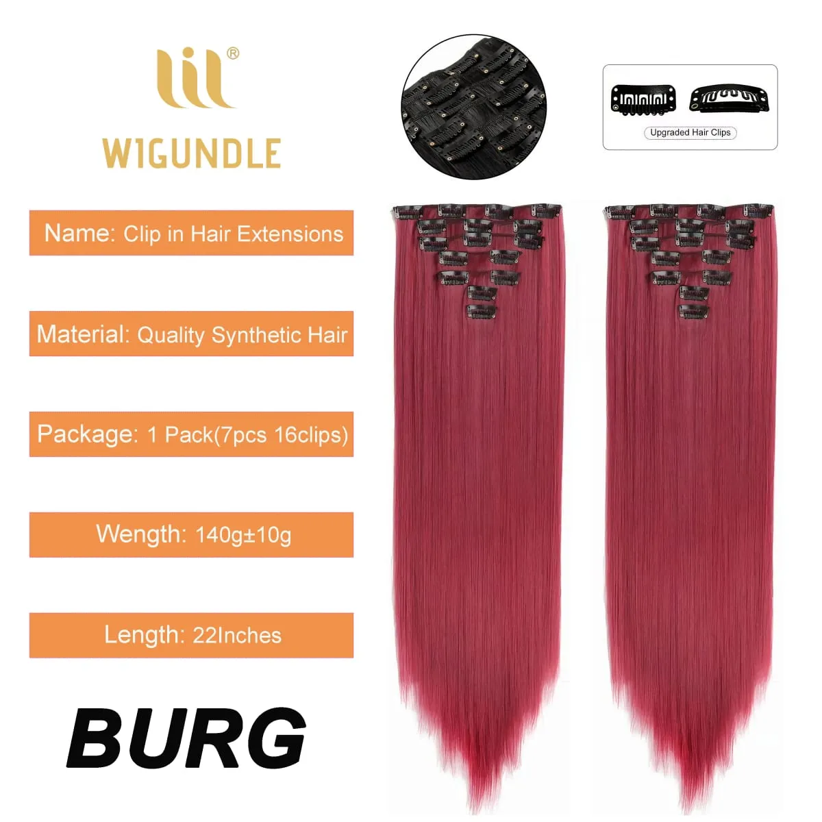 Clips In Hair Extension Long Straight Hair Pieces Clip In Hair Extension 22inches 7pcs/set Synthetic Fake Hair Pieces for Women — image 19