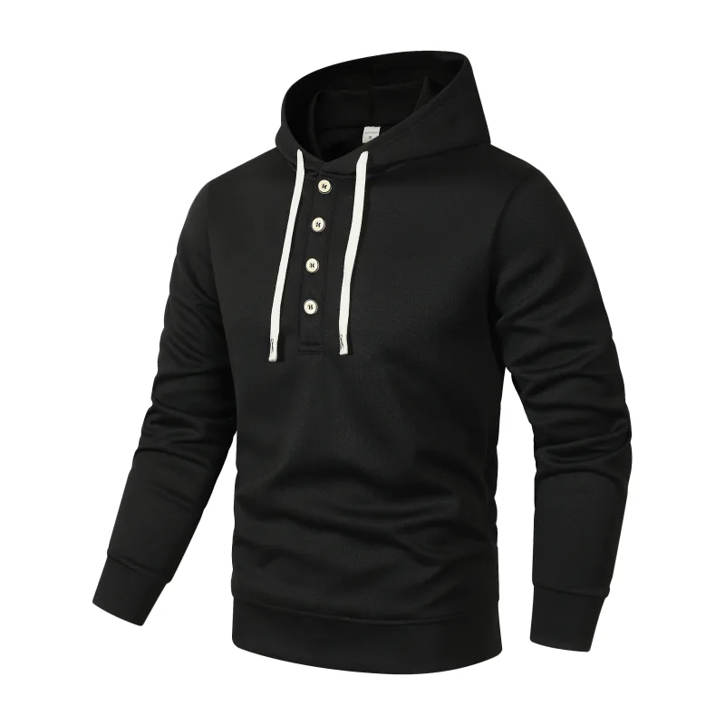 Four button hooded sweatshirt autumn winter men's new long sleeved hooded sweatshirt fashionable and casual men's sportswear, — image 13