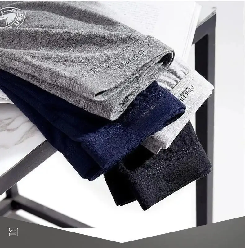 4 pacote masculino plus size boxer shorts de algodão anti-chafe roupa interior grande e alto respirável solto ajuste elástico na cintura boxers — image 2