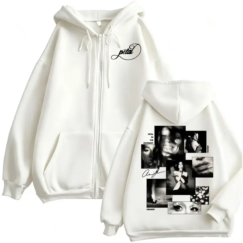 Singer Ariana Grande Petal Zipper Hoodies Men Women Fashion Aesthetic Sweatshirt Jacket Coats Fleece Long Sleeve Zip Up Pullover — image 7