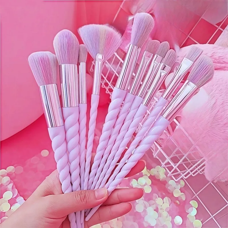 Colorful 10-Piece Makeup Brush Set Crystal Handle Concealer Brushes Beauty Health Cosmetic Tools Make Up Tools