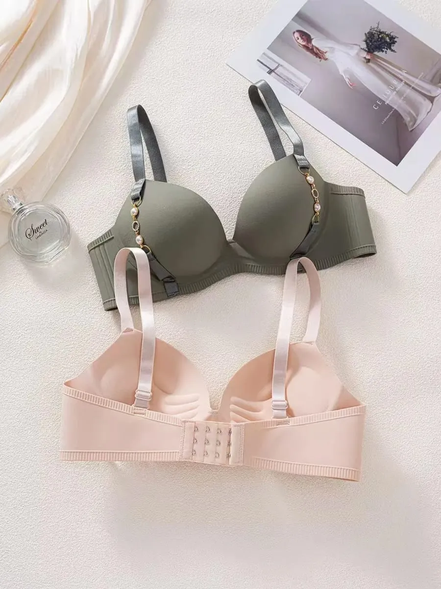 Women's Seamless Push Up Lingerie Small Breast Gathering Anti-sagging No Steel Ring Bra
