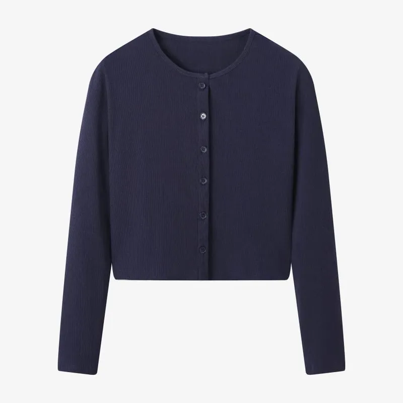AS AW25 Patchwork dress round neck ribbing top + skirt + cardigan pambabaeng damit