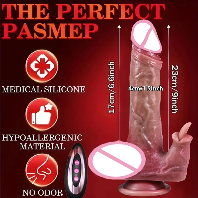 Dildo 8.66-in-1 Thrust & Vibration Modes Silicone Sex Toy with Remote Heating & Rotation G-Spot Stimulator for Vaginal Anal Use Party Favor Adult Product 8.66-inch