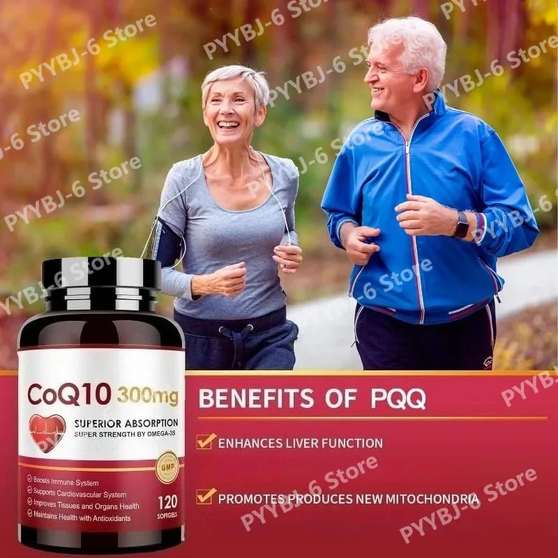 CoQ10 300mg Softgels with PQQ Omega-3 Coenzyme Q10 High Absorption Antioxidant Daily Energy Support Non-GMO 120 Count Adults