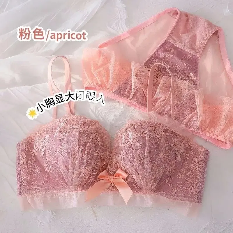 Japanese Kawaii Lace Underwear Set for Women | Sexy Push Up Bra & Panty | Small Chest Cute Lingerie | Valentine‘s Day Gift — image 8