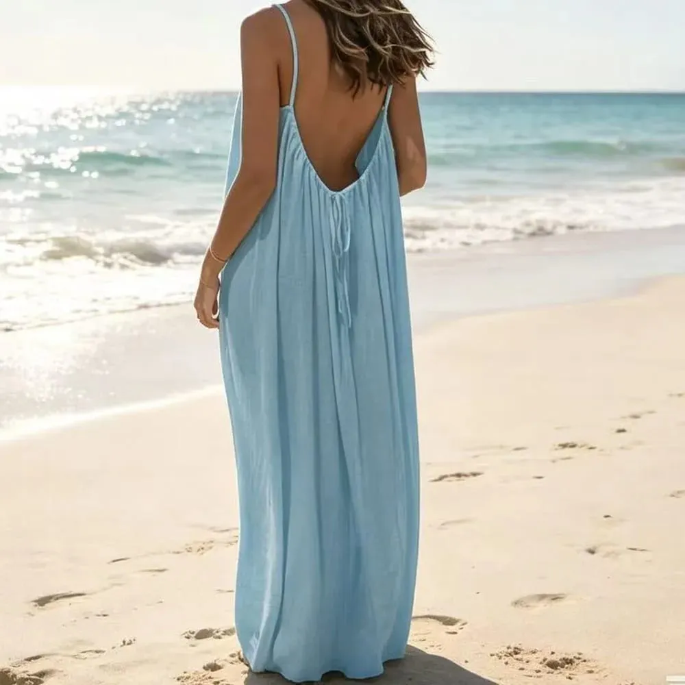 Women Sundress Summer Sexy Backless Loose Slip Beachwear Holiday Long Maxi Party Dresses WXFZ-5188 — image 2
